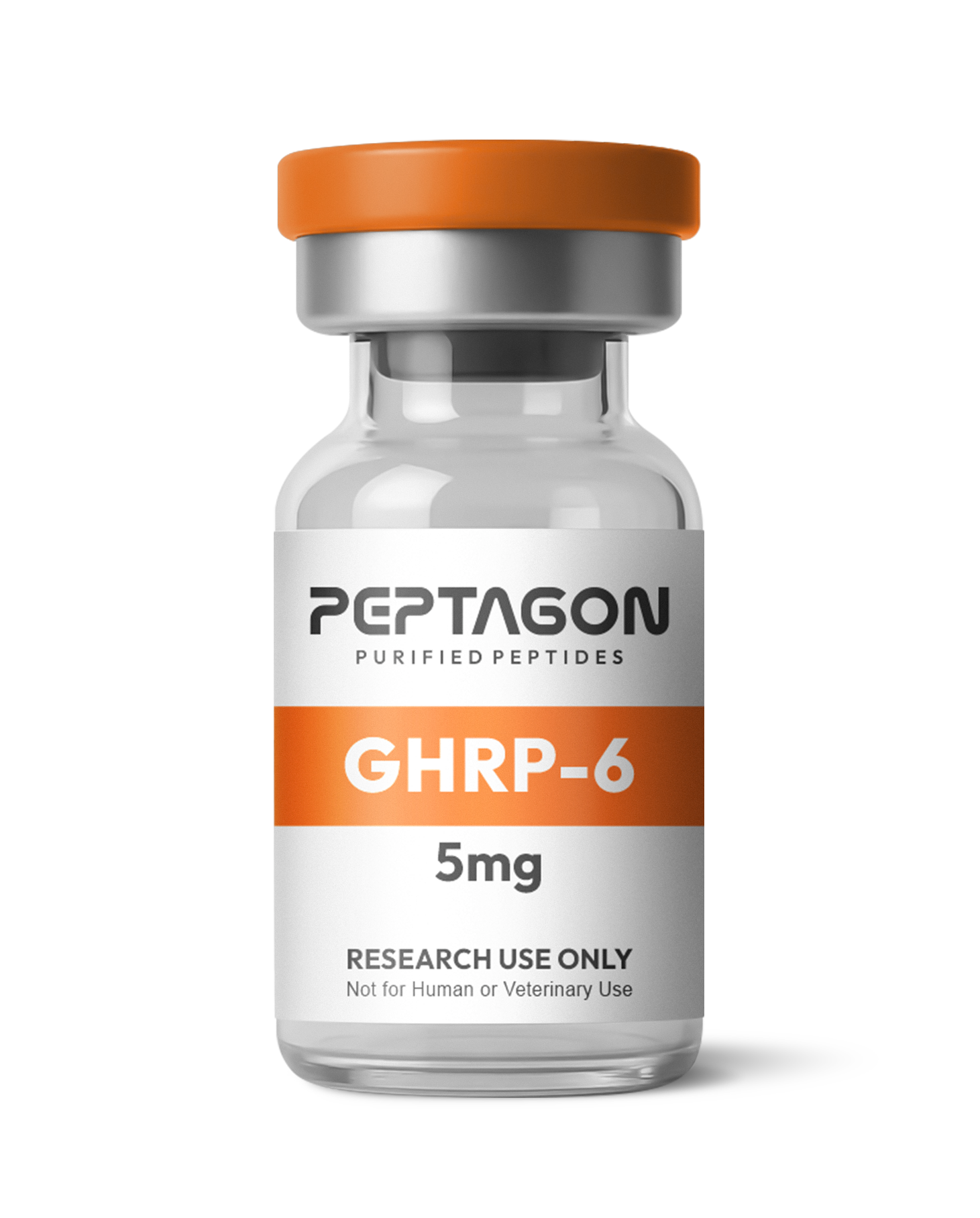 Peptagon GHRP-6 5mg vial with an orange cap